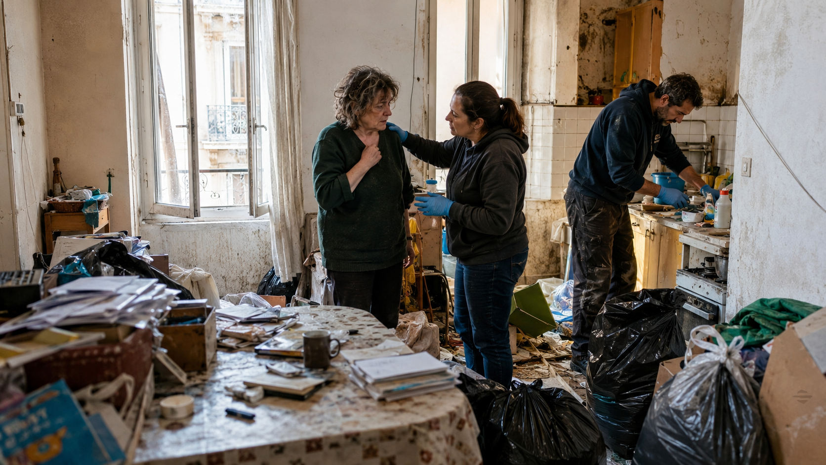 Intervention bienveillante dans un logement insalubre touché par un manque d’hygiène extrême