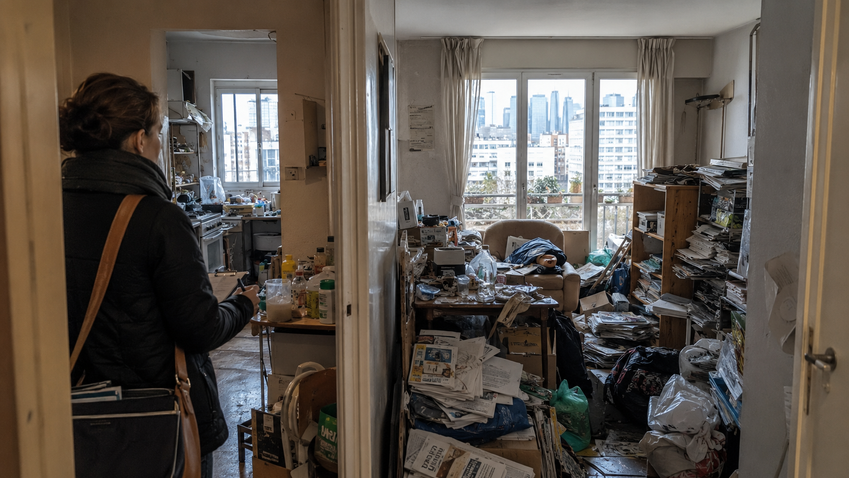Appartement encombré lié au syndrome de Diogène dans les Hauts-de-Seine avec intervention d’une professionnelle du logement